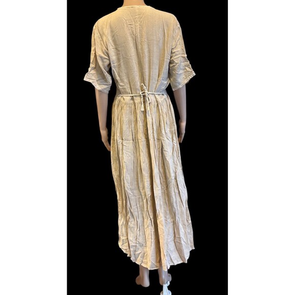 Vtg 70s CREEM Dress Hippie Boho Viscose Maxi Farmhouse Cottage core Tie Elephant - Picture 13 of 16